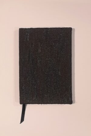 A5 Fabric Covered Black & Brown Textured Plain Page Notebook