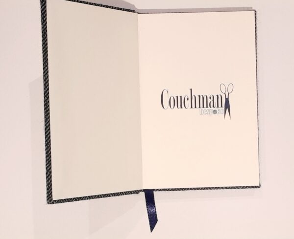 A5 Fabric Covered Navy Herringbone Wool Plain Page Notebook - Image 4