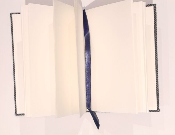 A5 Fabric Covered Navy Herringbone Wool Plain Page Notebook - Image 5