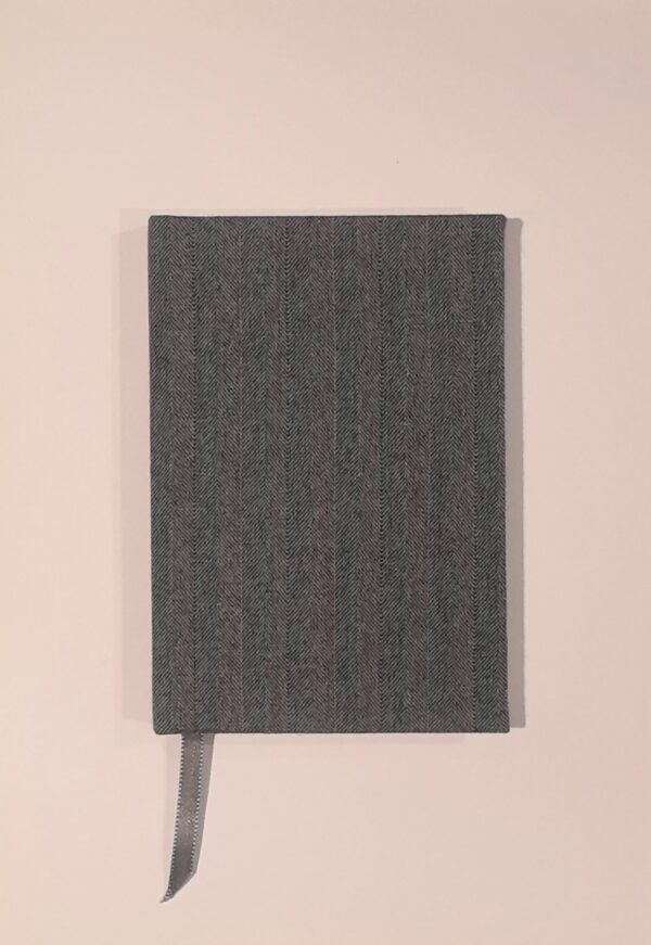 A5 Fabric Covered Grey Plain Page Notebook