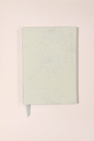 A5 Fabric Covered Mint Green Embroidered Plain Page Notebook