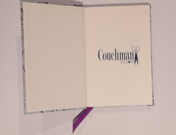 A5 Fabric Covered Purple and Silver Chinese Silk Plain Page Notebook - Image 9