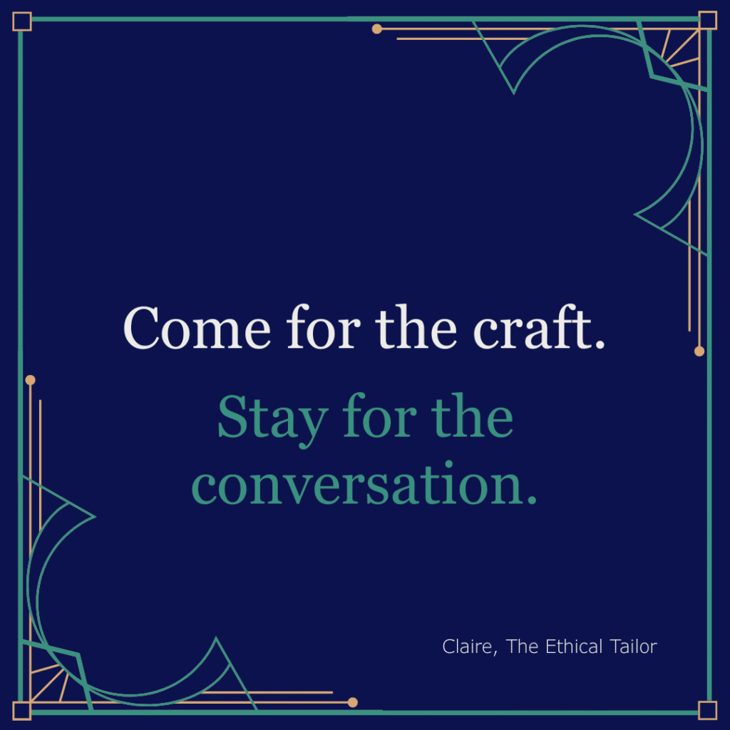 Quote from The Ethical Tailor promoting the London garment repair workshop