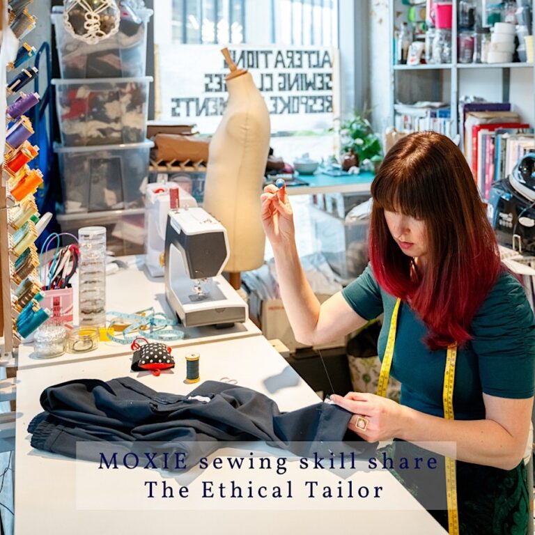 Claire, The Ethical Tailor, preparing for the London garment repair workshop in her studio