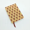 A5 Fabric Covered Organic Cotton Red Hand Print Plain Page Notebook - Image 6