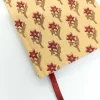 A5 Fabric Covered Organic Cotton Red Hand Print Plain Page Notebook - Image 2