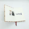 A5 Fabric Covered Organic Cotton Red Hand Print Plain Page Notebook - Image 4