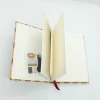 A5 Fabric Covered Organic Cotton Red Hand Print Plain Page Notebook - Image 5
