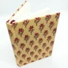 A5 Fabric Covered Organic Cotton Red Hand Print Plain Page Notebook