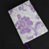A5 Fabric Covered Purple and Silver Chinese Silk Plain Page Notebook - Image 4