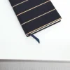 A5 Fabric Covered Navy Wide Stripe Plain Page Notebook - Image 4