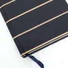 A5 Fabric Covered Navy Wide Stripe Plain Page Notebook - Image 5