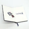 A5 Fabric Covered Navy Wide Stripe Plain Page Notebook - Image 7