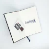A5 Fabric Covered Navy Wide Stripe Plain Page Notebook - Image 9
